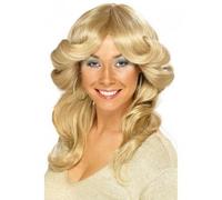 Ladies 1970's Blonde Long Wavy layered Flick Wig