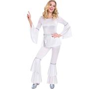 Ladies 1970s Dancing Diva Costume - Disco Fancy Dress Women's Outfit for Queen Vibes - Size 10-12