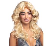 Ladies 1970s Flick Wig Blonde Long Wavy Feathered Disco Retro Accessory