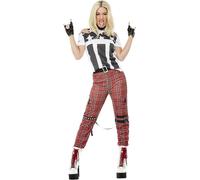 Smiffys Punk Rocker Costume, Red Top & Trousers, 1990's Fancy Dress, 1990s Dress Up Costumes