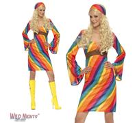 Ladies 1970s Rainbow Hippie Dress