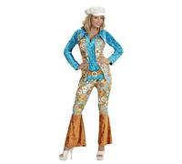 Ladies Hippie Woman Blue Velvet Costume Extra Large UK 18-20 for 60s 70s Hippy Fancy Dress