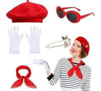 Ladies 1980s Costume Hat With Glasses Heart Earrings Gloves Scarf For Women Birthday Themed Party Music Festival Fashion Accessory Set