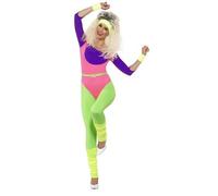 Ladies 1980s Lets Get Physical Work Out Fancy Dress Costume
