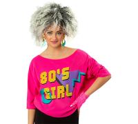 80s T Shirt Ladies Disco Retro Rewind Neon Fancy Dress Accessory Top
