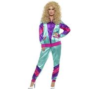 80s Tracksuit Shell Suit Costume Adult Womens Ladies Fancy Dress UK 8-18