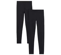 Ladies 2 Pack Cotton Elastane Plain Stretchy Soft Ankle Length Leggings Gym Yoga Pants Elasticated Waist (16-18 UK, Black)