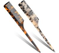 Ladies' 2-pack pointed tail comb, fine toothed comb, suitable for split and fluffy styling, hair styling tool, environmentally friendly material, made of recycled cellulose acetate