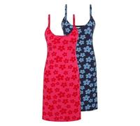 Ladies 2 Pack Sleeveless Nightie Cotton Printed Nightdress Sizes 10 to 24 Multi Twin Pack (Dark Pink & Navy Floral 10/12)