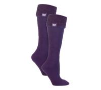 HEAT HOLDERS 2 Pairs Ladies Wellington Boot Socks Thick Long Knee High Thermal Wool Socks (4-8, Purple)