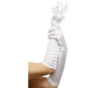 Ladies 20s Long Satin Look Temptress Fancy Dress Gloves 18" White by Smiffys