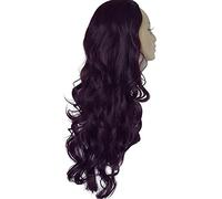 Ladies 3/4 Half Wig - Dark Plum - Wavy - 22in / 56cm - 250g - Japanese Heat Resistant Synthetic Fibre - Clip In Hairpiece Extension - Looks and Feels like Real Hair
