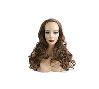 Ladies 3/4 Half Wig - Light Brown - Wavy - 22in / 56cm - 250g - Japanese Heat Resistant Synthetic Fibre - Clip In Hairpiece Extension - Looks and Feels like Real Hair