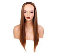 Ladies 3/4 Half Wig - Medium Brown/Light Auburn Tips - Straight - 22in / 56cm - 250g - Japanese Heat Resistant Synthetic Fibre