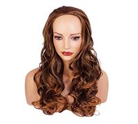 Ladies 3/4 Half Wig - Medium Brown/Light Auburn Tips - Wavy - 22in / 56cm - 250g - Japanese Heat Resistant Synthetic Fibre - Clip in Hairpiece - Looks and Feels like Real Hair