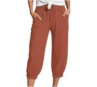 Ladies 3/4 Length Trousers Pleated Trousers for Women Black 3/4 Capri Pants Womens Black Pedal Pushers Wide Leg Joggers Ladies Harem Pants Slim Fit Pedal Pushers Tall Linen Joggers