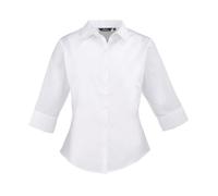 Ladies 3/4 Sleeve Poplin Blouse Womens Plain Easy Care Formal Work Office Shirt