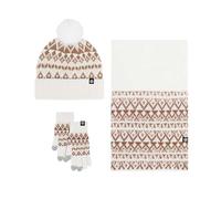 Ladies' 3-in-1 Winter Set Knitted Beanie Cap, Warmer Scarf, and Touchscreen Gloves for WomenCold Weather Thermal Hat Set Beige