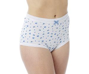 Ladies 3 Pack Mama Full Briefs 100% Cotton Knickers Underwear Plus Size 12-38 (28/30 Hips 52-54 inch, White Ground/Print)