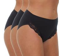 Ladies 3 Pack Maxi Briefs Cotton Breathable Regular & Plus Sizes Underwear High Leg Black Size 14