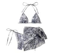 Ladies 3 Piece Bikini Set Tie Dye Washed Swimsuit Poncho Transparent Sunscreen Swim Division Swimsuit