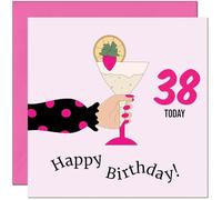 Ladies 38th Birthday Card - Polka Dot Lady Adults Pink Girly Birthday Card for 38 Year old Woman Friend Sister Mum Aunt Daughter thirty eight, thirty eighth cousin Niece