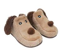 Ladies 3D Brown Dog Novelty Mid Boot Faux Fur Slipper - Fleece Lined - Size 5-6