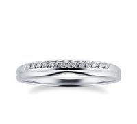 Ladies 3mm Platinum Wedding Band Set With 0.09 Total Carat Weight Diamonds - Ring Size Q