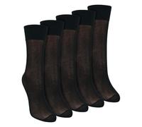 Ladies 5 Pack 15 Denier Ankle High Pop Socks for Women, Sheer Lightweight Stretch Hosiery, Black Natural, UK Size 4-8