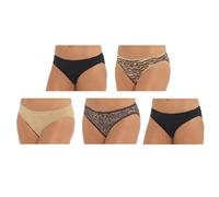 Ladies 5 Pack Cotton Rich High Leg Briefs Knickers Underwear
