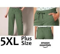 Ladies 5XL plus size linen rich trousers, Green, NEW Amazon Essentials, comfort