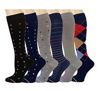 Ladies 6 Pair Pack Compression Knee-Hi Socks (Assorted 2)(Shoe size 4-10) by Dr. Motion