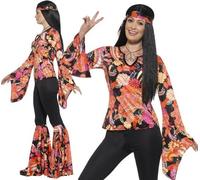 Ladies 60s 1960s 60's Willow Hippy Fancy Dress Costume XS to XXL by Smiffys