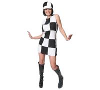 Ladies 60s Dress - Black & White Checkered Mod Dress - Ladies 1960s Fancy Dress Costume