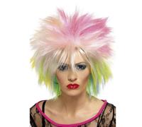 Smiffys 80s Attitude Wig, Multi-Coloured Short & Spiky, 1980's Fancy Dress, 1980s Dress Up Wigs