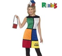 Rubik's Cube Costume, Multi-coloured, With Dress, Headband & Bag - cube dress rubiks costume fancy womens ladies 1980s retro uk 18