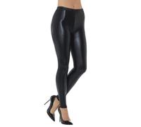Smiffys 80s Metallic Disco Leggings, Black (Size L)