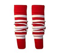 Ladies 80s Party Stripe Plain Neon Color Leg Warmers Womens Hen Party Accessory Red White