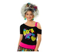Ladies 80s Top T-Shirt Retro Disco 1980s Rewing Fancy Dress Accessory 80s Top