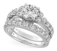Ladies 925 Sterling Silver Brilliant Round Cut Wedding Bridal ring set K