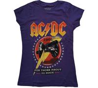 AC/DC T Shirt for Those About to Rock 81 Official Womens Skinny Fit Purple M