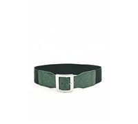 Ladies Adjustable Elastic Stretchy Fashion Wide Metal Buckle Dress Waist Belt (Green)