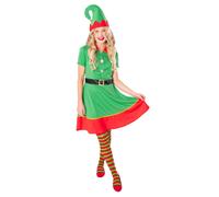Ladies Adult Elf Dress Costume Christmas Santas Helper Xmas Party Fancy Dress