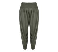 Ladies Ali Baba Harem Trousers Pleated Palazzo Pants Elasticated Waist Stretch Loose Fit Casual Loungewear Full Length Bottoms Boho Style Design Wide Leg UK Sizes 8-26 Charcoal