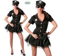 Ladies American Policewoman Fancy Dress Costume Police Woman Outfit & Hat fg