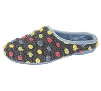Ladies 'AMY' Spotted Knit Mule Slippers with Rubber Sole Blue size 7 UK