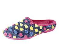 Ladies 'AMY' Spotted Knit Mule Slippers with Rubber Sole Fuchsia size 8 UK