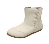 Ladies Ankle Boots for Women Wide Width Flat Wide Calf Faux Leather Booties (Beige, 6)