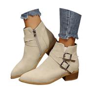 Ladies Ankle Boots for Women With Low Heel, Comfortable Vintage Casual Short Ankle Boots Fashion Dress Booties with Side Zipper Western Fall Walking Outdoor Shoes with Non Slip Outsole 2025