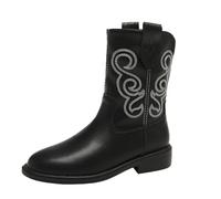 Ladies Ankle Boots Ladies Low Heel Mid Tube Knights Boots - Vintage Leather Steampunk Booties - Knee High Wide Calf Shoes Renaissance Cosplay Booties Walking Shoes for Women UK